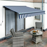 3.5m Full Cassette Manual Blue and White Awning (Charcoal Cassette)