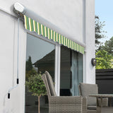 3.5m Full Cassette Manual Awning, Green Stripe Acrylic