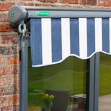 3.5m Half Cassette Manual Blue and White Awning (Charcoal Cassette)