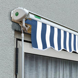 2.0m Half Cassette Manual Awning, Blue and White Stripe