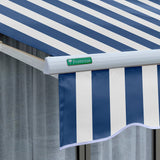 2.0m Half Cassette Manual Awning, Blue and White Stripe