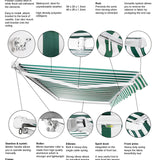 3.5m Half Cassette Manual Green and White Awning (Charcoal Cassette)