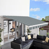 3.5m Full Cassette Electric Awning, Pin Striped Grey