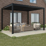 3m x 3m Deluxe Charcoal Pergola with Louvered Shutter Roof by Primrose Living