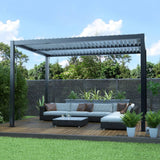 3m x 4m Deluxe Charcoal Pergola with Louvered Shutter Roof by Primrose Living