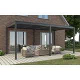 6m x 3m Deluxe Charcoal Pergola with Louvered Shutter Roof by Primrose Living