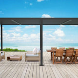 6m x 3m Deluxe Charcoal Pergola with Louvered Shutter Roof by Primrose Living