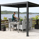 6m x 3m Deluxe Charcoal Pergola with Louvered Shutter Roof by Primrose Living