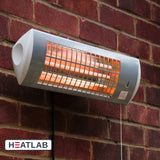 1.8kW IPX4 Wall Mounted Quartz Bulb Electric Patio Heater with 3 Power Settings by Heatlab®